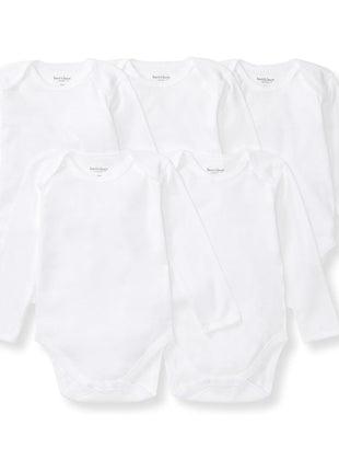Burt's Bees Baby Unisex Bodysuits, Short Sleeve Organic Sleepwear, 5-Pack | Essential baby bodysuit pack featuring an easy-on and off lap-shoulder neck design for stress-free daily outfitting