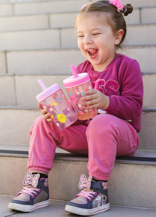 Zak Designs Kelso Toddler Cups For Travel or At Home, 15oz 2-Pack Durable Plastic Sippy Cups With Leak-Proof Design is Perfect For Kids (Sweet Berry, Lemon Zest)