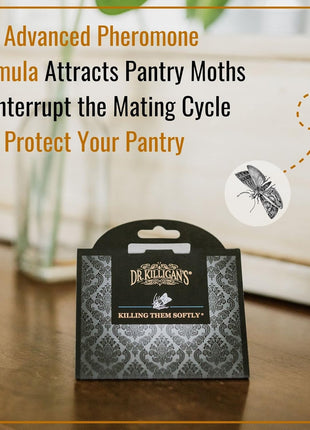 Dr. Killigan's Premium Double Potent Pantry Moth Traps with Pheromones Prime, Sticky Indian Meal Moth Traps for Kitchen, How to Get Rid of Moths in House (6 Pack, Black)
