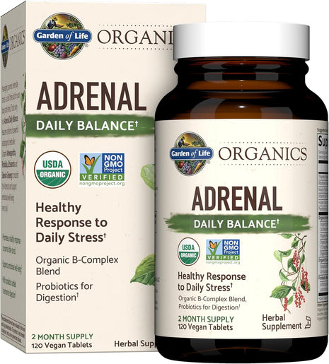 Garden of Life Organics Adrenal Daily Balance with Adaptogenic Herbs, 120ct