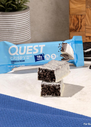 Quest Nutrition Crispy Cookies & Cream Hero Protein Bar, 18g Protein, 1g Sugar, 3g Net Carb, Gluten Free, Protein Snack, Keto Friendly, 12 Count