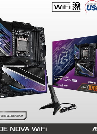 ASRock Phantom Gaming X870E Nova WiFi Socket AM5 AMD Ryzen X870 DDR5 DIMMs 8200 MHz 256 GB ATX Motherboard USB4