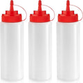 Norcalway 12 oz Condiment Squeeze Bottles for Sauces   Leak Proof Oil, Syrup, Dressing Squirt Bottles   3 Pack