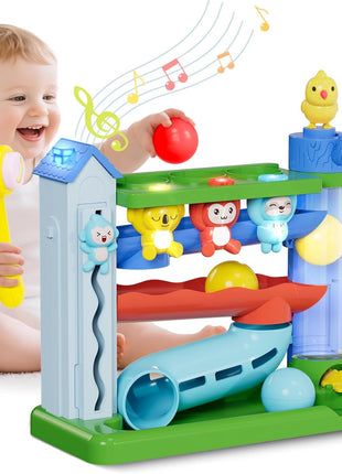 Ussybaby Hammer Toddler Musical Toys, Light-Up Baby Musical Toy for 1-2 Year Old Boys & Girls,STEM Educational Toy with English & Spanish, for Ages 6-9,9-12,12-18,18-24+ Months
