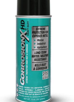 CorrosionX Heavy Duty Anti Rust Spray, Dripless Self-Healing Corrosion Inhibitor with Waterproof Barrier for Marine, Agricultural & Industrial Equipment in Harsh, Saltwater Environments, 12oz Aerosol