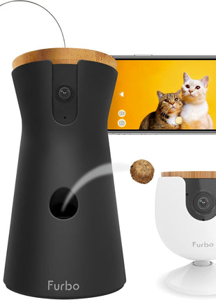 Furbo 360° Cat Camera + Mini [New Subscription Required at Setup] 2-Camera Bundle Nanny Subscription: Cat Safety & Home Security Alerts, Pet Camera with Speaker, Phone App & Night Vision