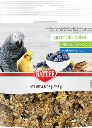 Kaytee Granola Bites with Super Foods Spinach and Kale for Pet Birds, Conure, Cockatiel, Lovebird, Parakeet, Amazon, African Grey, Ecletus, Pionus, Cockatoos and Macaws, 4.50 Ounce (Pack of 1)