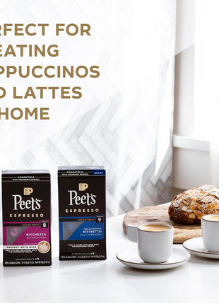 Peet's Coffee, Dark and Medium Roast Espresso Capsules Variety Pack, Compatible with Nespresso Original Machine, 100% Arabica Coffee - Intensity 8-11, 40 Count (4 Boxes of 10 Espresso Capsules)