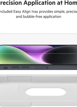 Belkin Tempered Glass Treated Screen Protector for iPhone 14, iPhone 13, & 13 Pro - Scratch-Resistant Impact Protection w/Included Easy Align Tray for Bubble-Free Application
