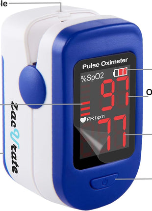 Zacurate 500BL Fingertip Pulse Oximeter Blood Oxygen Saturation Monitor with Batteries Included (Navy Blue)