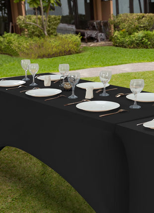 Utopia Kitchen Spandex Table Cloth 2 Pack [6FT, 72Lx30Wx30H Inch, Black] | Tight, Fitted, Washable and Wrinkle Resistant Stretch Rectangular Patio Table Cover for Event, Wedding, Banquet & Parties