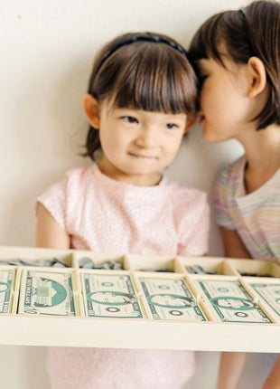 Melissa & Doug Play Money Set - Educational Toy with Paper Bills and Plastic Coins (50 of Each Denomination) and Wooden Cash Drawer for Storage