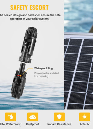 BougeRV 12 PCS Solar Connectors with Spanners Solar Panel Cable Connectors 6 Pairs Male/Female(10AWG)