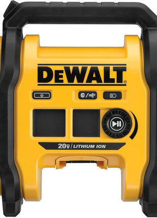 DEWALT Tire Inflator Portable Air Compressor 20V MAX, Car Air Pump with Automatic Shut Off, LED Light, Tool Only (DCC020IB)