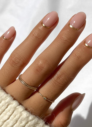 Glamnetic Press On Nails - Goal Digger | Glossy, Semi-Transparent, Short Round Nails, Reusable | 12 Sizes - 30 Nail Kit with Glue
