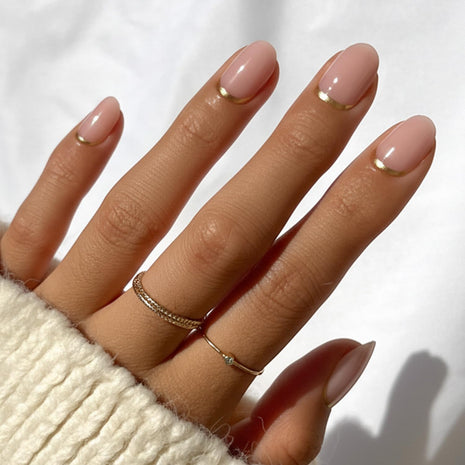 Glamnetic Press On Nails - Goal Digger | Glossy, Semi-Transparent, Short Round Nails, Reusable | 12 Sizes - 30 Nail Kit with Glue