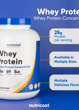 Nutricost Whey Protein Powder, Unflavored, 5 pounds   from Whey Protein Concentrate
