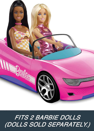 Hot Wheels Barbie RC Toy Car, Remote-Control Pink Convertible, Can Hold 2 Barbie Fashion Dolls & Trunk Opens for Storage, Sticker Sheet for Customizing