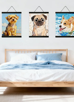 YK artwood 3 Pack Magnetic Poster Hanger Frame 12 inch Black,12x16 12x18 12x20 12x24 Wood Magnet Frames Hangers for Photos, Pictures, Prints, Maps, Canvas Artwork,Diamond Art Painting,Canvas Hanger