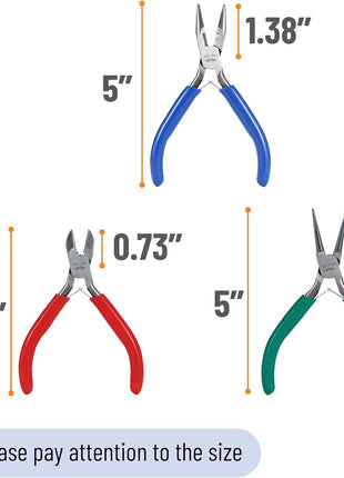 Mr. Pen- Pliers for Jewelry Making, 3 Pack, Chain Nose | Round Nose Pliers Set and Wire Cutter for Beading, Wire Wrapping, Jump Rings, Jewelry Repair, Crafting, DIY