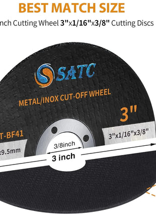 S SATC Grinder Wheel 25 PCS Cut Off Wheels 3 Inch Cut Off Wheel 3 inch x1/16 x3/8 inch Fits Any Angle Grinder Air Tool