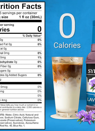 Syruvia Sugar Free Coffee Syrup, Lavender Flavored Syrup for Drinks, Lattes, and Desserts – 25.4 fl oz