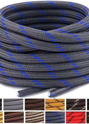 Stepace Round Shoelaces [2 Pairs] Heavy Duty Boot Shoe Laces for Hiking Work Boots Coffee Khaki-140(Dots)