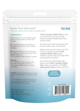 TruKid Bubble Podz Bubble Bath for Kids, Toddlers, & Babies, Tear Free Gentle & Refreshing Bath Bomb for Sensitive Skin with Natural Moisturizers, Non-Toxic, pH Balanced, Lavender Scent (24 Podz)