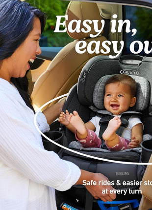 Graco Turn2Me 3-in-1 Rotating Convertible Car Seat, Cambridge, Rear-Facing Rotation Only, Forward-Facing Mode, Highback Booster Up to 100 lbs, Adjustable Headrest & Harness, Steel Reinforced Frame