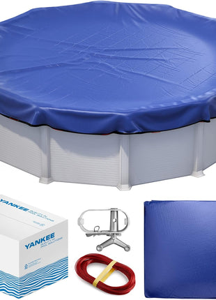 Winter Pool Cover 24 ft Round for Above Ground | Extra Thick & Durable Above-Ground Pool Cover | Sapphire Series of Premium Cold- and UV-Resistant Pool Cover | by Yankee Pool Pillow