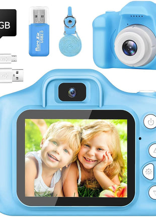 Kids Camera for Boys and Girls, GPOSY Digital Camera for Kids, Toddler Camera Christmas Birthday Toy Gifts for Kids Age 3 4 5 6 7 8 9 10 with 32GB SD Card, Video Recorder 1080P HD(Blue)