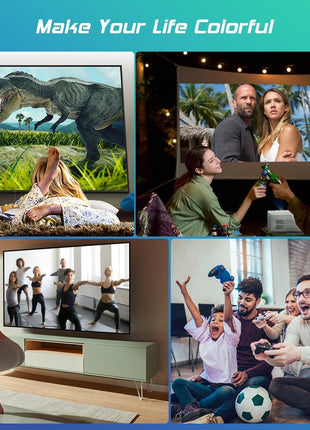 TMY Projector with WiFi and Bluetooth【80" screen included】Native 1080P Outdoor Projector, 4K Supported Portable Projector, Compatible with iOS/Android/PC/TV Stick/HDMI/USB, Indoor Outdoor Use