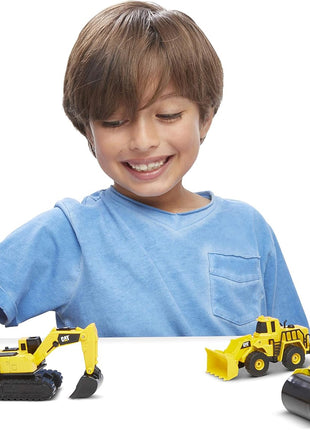 CAT Construction Toys CAT Construction Die Cast Metal 3 Pack Vehicles - Steam Roller/Excavator/Wheel Loader for Ages 3+