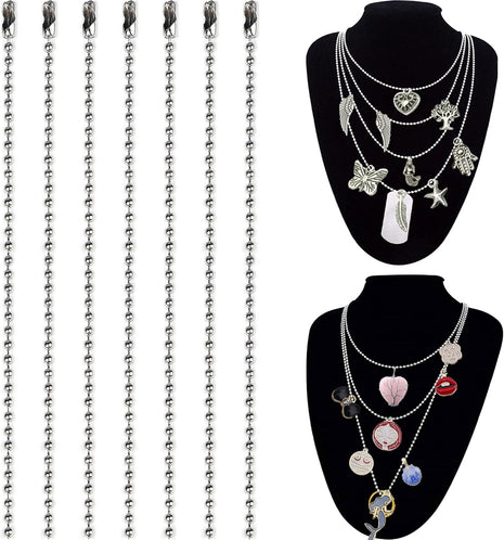 50-Pack Dog Tag Chain Ball Chain Necklace Bulk, Beaded Necklace Chains for Jewelry Making DIY Crafts, Military Blank Dog Tag Necklace for Men, Silver Nickel Plated Metal 24 inch Long 2.4mm Ball Bead Chain