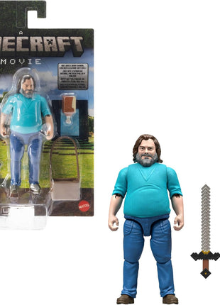 Mattel Minecraft Action Figure & Accessories Set, 4-inch Steve Posable Character Collectible Inspired by A Minecraft Movie