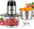 GANIZA Food Processors, Electric Food Chopper with Meat Grinder & Vegetable Chopper   2 Bowls (8 Cup Cup) with Powerful 450W Copper Motor   Includes 2 Sets of Bi Level Blades for Fruits/Meat/Nuts