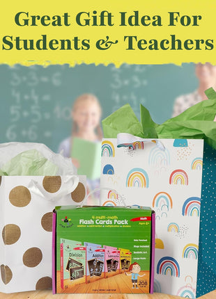 Star Right Math Flash Cards Set of 4 - Addition, Subtraction, Multiplication, Division with 4 Rings - 208 Cards for Kids Ages 6 and Above - Flash Card from 1st to 4th Grade