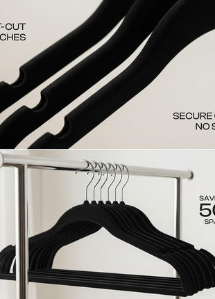 Utopia Home Velvet Hangers 50 Pack   Non Slip Suit Hangers with 360 Degree Rotatable Hook   for Pants, Coats, Shirts & More (Black)