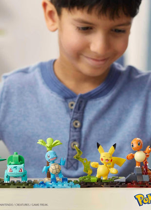 MEGA Pokémon Building Toys Set Kanto Region Team with 130 Pieces, 4 Poseable and Articulated Characters, 2 Inches Tall, for Kids