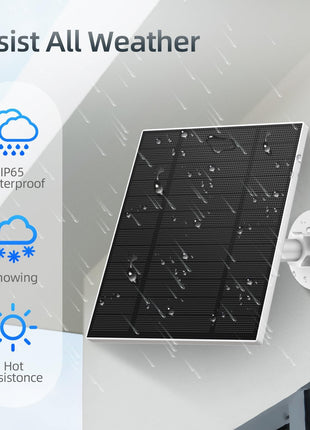 5W Solar Panel for Security Camera, Solar Panel with Micro USB & USB-C Port for DC 5V Outdoor Rechargeable Battery Camera, IP65 Waterproof, 360° Adjustable Security Mount, 9.8ft Cable(White 1PC)