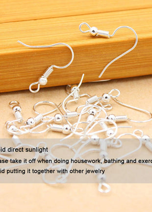 925 Sterling Silver Plated Earring Hooks 150 PCS/75 Pairs,Ear Wires Fish Hooks,500pcs Hypoallergenic Earring Making kit with Jump Rings and Clear Silicone Earring Backs Stoppers (Silver)