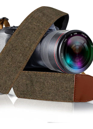 Camera Strap - Shoulder, Crossbody & Neck Camera Strap for Photographers, Fits All Cameras, Canon Nikon Sony Fujifilm, Padded Strap W/ Quick Release, Embroidered Cotton & Leather Ends, Blue