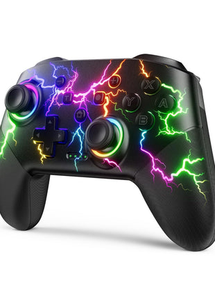 VOYEE Switch Controllers Compatible with Switch/Lite/OLED/PC Windows, Programmable RGB Lightning LED, Wireless Pro Controller with One Key Pairing/Wake Up/Turbo/Vibration