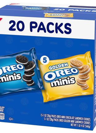 Oreo Mini Mix Sandwich Cookies Variety Pack, 20 Snack Packs | Individually Wrapped, Always made with Real Cocoa, Certified Kosher