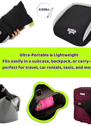 BubbleBum Inflatable Booster Car Seat ??Foldable, Lightweight, Backless Travel Booster Seat for Kids, Portable Carseat for Toddler, Fits 3 Across, Compact for Uber - Ages 4-11 Year Old, - Black