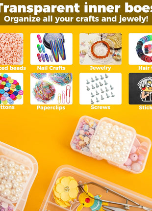 Diamond Organizer, 16Pcs Small Diamond Painting Organizers and Removable Tray, Mini Clear Bead Storage Containers Boxes with Hinged Lid for Bracelet Making DIY Jewelry Craft Nail