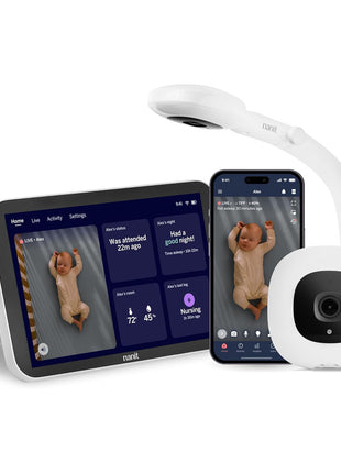 Nanit Smart Baby Monitor System with Floor Stand & 8inch Display Screen - Crystal-Clear Video, Real-Time Notifications, Sleep Insights - Baby Must Have for Parents