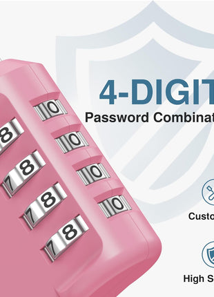 Puroma Combination Lock 4 Digit Waterproof Locker Locks Secure Outdoor Padlock for Gym Lockers, Toolboxes, Gates, Fences, Storage, Sports Locker, Cabinets (Rose Pink)