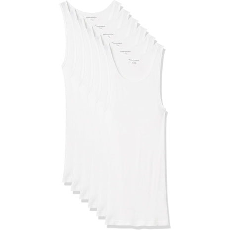 Amazon Essentials Men's Lightweight Breathable Cotton Slim Fit Tank Undershirts, Pack of 6