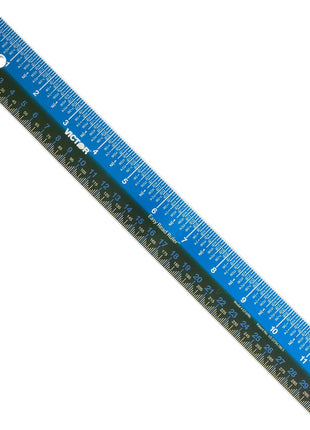 Victor EZ12PBL Plastic Dual Color 12 Inch Easy Read Ruler with Inches, Centimeters and Millimeters Measurements, Blue/Black